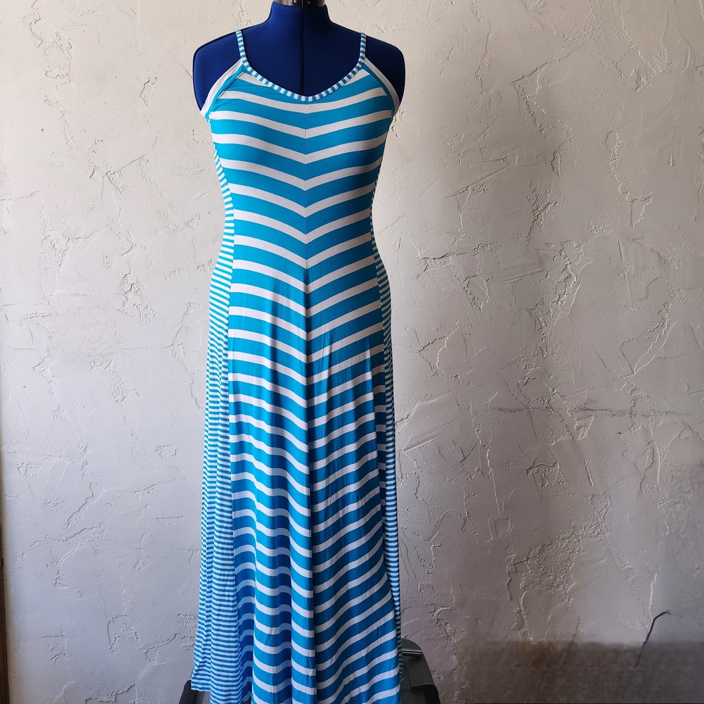 A.n.a. Blue Striped Maxi Summer Dress Size M